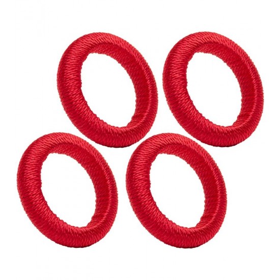 Jogo 4 Anéis para Guardanapo Tressê Vermelho Plástico